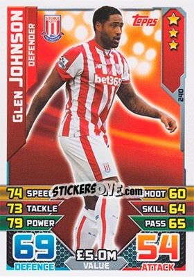 Sticker Glen Johnson - English Premier League 2015-2016. Match Attax - Topps