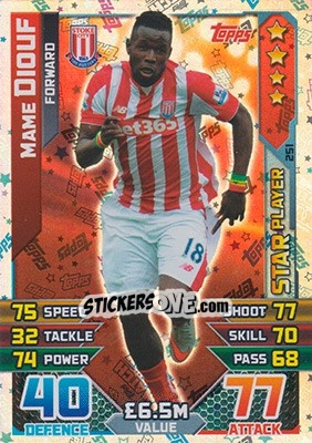 Sticker Mame Diouf - English Premier League 2015-2016. Match Attax n. 251 - Topps