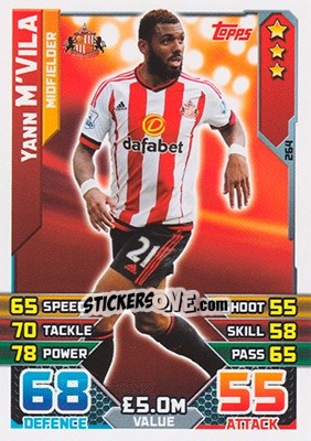 Figurina Yann M'Vila - English Premier League 2015-2016. Match Attax - Topps