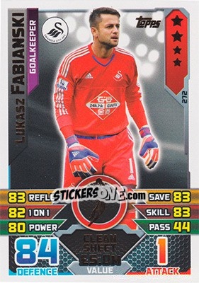 Sticker Lukasz Fabianski - English Premier League 2015-2016. Match Attax n. 272 - Topps
