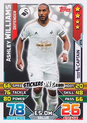 Figurina Ashley Williams - English Premier League 2015-2016. Match Attax - Topps