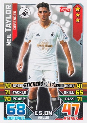 Figurina Neil Taylor - English Premier League 2015-2016. Match Attax - Topps