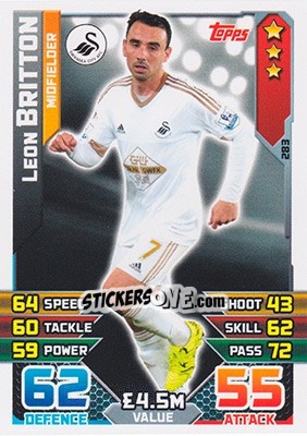 Cromo Leon Britton - English Premier League 2015-2016. Match Attax - Topps