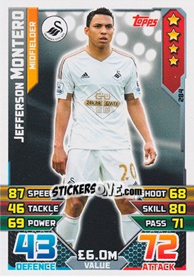 Sticker Jefferson Montero - English Premier League 2015-2016. Match Attax n. 284 - Topps
