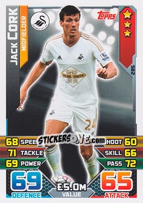 Figurina Jack Cork - English Premier League 2015-2016. Match Attax - Topps