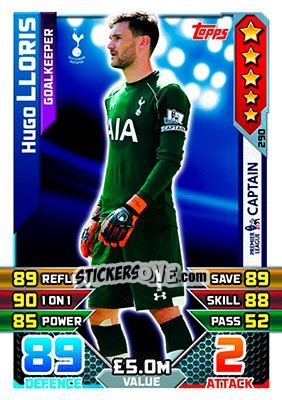 Sticker Hugo Lloris - English Premier League 2015-2016. Match Attax - Topps