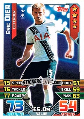 Sticker Eric Dier - English Premier League 2015-2016. Match Attax n. 296 - Topps