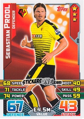 Figurina Sebastian Prodl - English Premier League 2015-2016. Match Attax - Topps