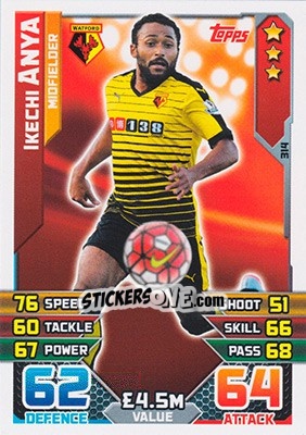 Figurina Ikechi Anya - English Premier League 2015-2016. Match Attax - Topps