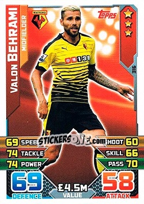 Sticker Valon Behrami - English Premier League 2015-2016. Match Attax n. 316 - Topps
