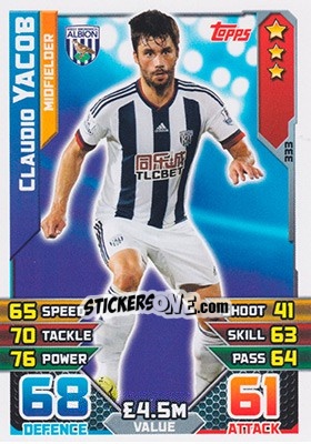 Figurina Claudio Yacob - English Premier League 2015-2016. Match Attax - Topps