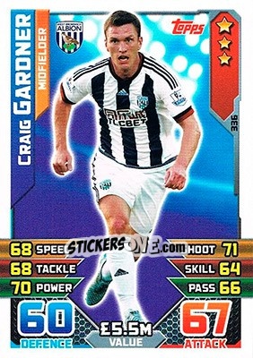 Figurina Craig Gardner - English Premier League 2015-2016. Match Attax - Topps