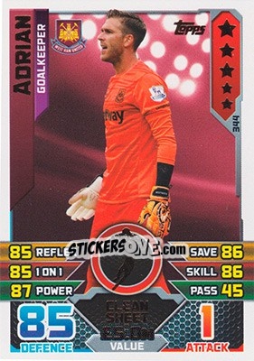 Cromo Adrian - English Premier League 2015-2016. Match Attax - Topps