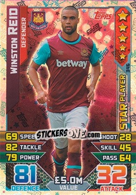 Cromo Winston Reid - English Premier League 2015-2016. Match Attax - Topps