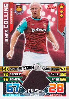 Sticker James Collins - English Premier League 2015-2016. Match Attax - Topps