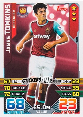 Figurina James Tomkins - English Premier League 2015-2016. Match Attax - Topps