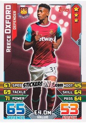 Sticker Reece Oxford - English Premier League 2015-2016. Match Attax n. 350 - Topps