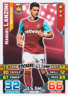 Sticker Manuel Lanzini - English Premier League 2015-2016. Match Attax - Topps