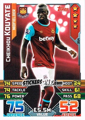 Sticker Cheikhou Kouyate - English Premier League 2015-2016. Match Attax n. 354 - Topps