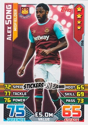 Sticker Alex Song - English Premier League 2015-2016. Match Attax n. 356 - Topps