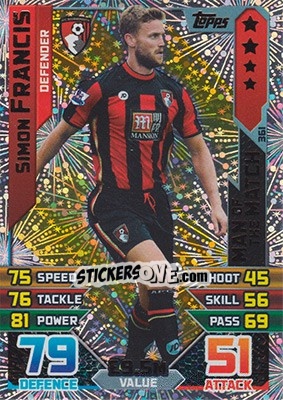 Sticker Simon Francis - English Premier League 2015-2016. Match Attax - Topps
