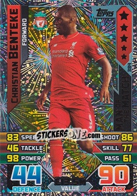 Sticker Christian Benteke - English Premier League 2015-2016. Match Attax n. 384 - Topps