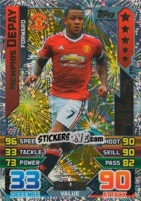 Sticker Memphis Depay - English Premier League 2015-2016. Match Attax n. 390 - Topps