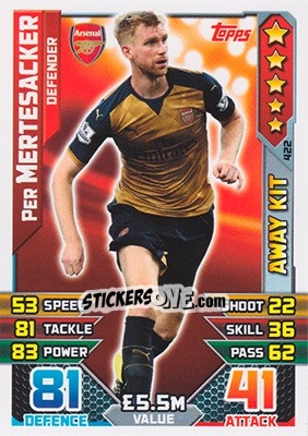 Sticker Per Mertesacker - English Premier League 2015-2016. Match Attax n. 422 - Topps