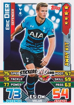 Sticker Eric Dier - English Premier League 2015-2016. Match Attax n. 437 - Topps