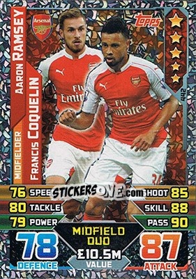 Sticker Aaron Ramsey / Francis Coquelin - English Premier League 2015-2016. Match Attax n. 442 - Topps