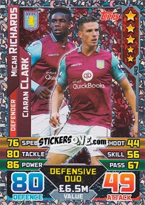 Sticker Micah Richards / Ciaran Clark - English Premier League 2015-2016. Match Attax - Topps