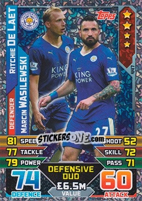 Sticker Ritchie De Laet / Marcin Wasilewski - English Premier League 2015-2016. Match Attax - Topps