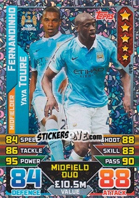 Sticker Fernandinho / Yaya Toure - English Premier League 2015-2016. Match Attax n. 449 - Topps