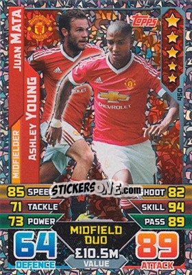 Sticker Juan Mata / Ashley Young - English Premier League 2015-2016. Match Attax n. 450 - Topps
