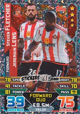 Sticker Steven Fletcher / Jeremain Lens - English Premier League 2015-2016. Match Attax - Topps