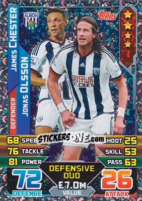 Sticker James Chester / Jonas Olsson - English Premier League 2015-2016. Match Attax - Topps