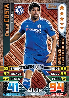 Sticker Diego Costa - English Premier League 2015-2016. Match Attax n. LE1 - Topps