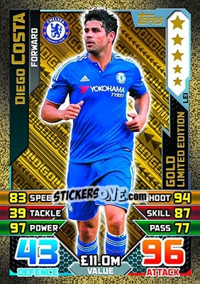 Sticker Diego Costa - English Premier League 2015-2016. Match Attax n. LE1g - Topps