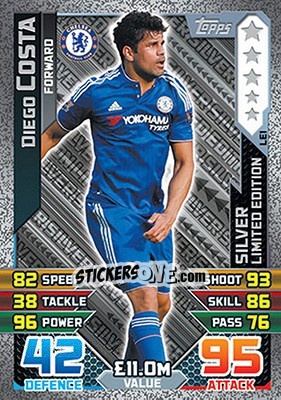 Sticker Diego Costa - English Premier League 2015-2016. Match Attax n. LE1s - Topps