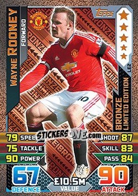 Sticker Wayne Rooney - English Premier League 2015-2016. Match Attax n. LE2 - Topps