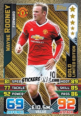 Sticker Wayne Rooney - English Premier League 2015-2016. Match Attax n. LE2g - Topps