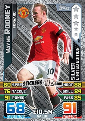 Sticker Wayne Rooney - English Premier League 2015-2016. Match Attax n. LE2s - Topps
