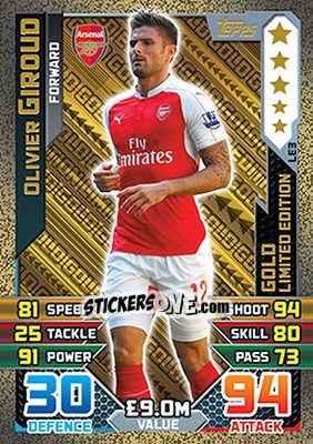 Sticker Olivier Giroud - English Premier League 2015-2016. Match Attax n. LE3g - Topps