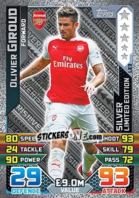 Sticker Olivier Giroud - English Premier League 2015-2016. Match Attax n. LE3s - Topps