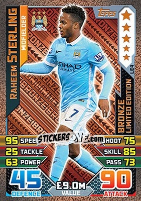 Sticker Raheem Sterling - English Premier League 2015-2016. Match Attax n. LE4 - Topps