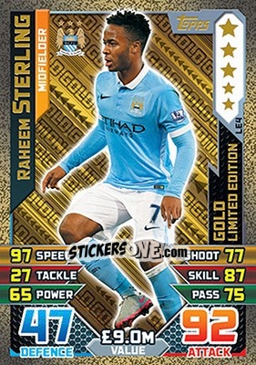 Sticker Raheem Sterling - English Premier League 2015-2016. Match Attax n. LE4g - Topps