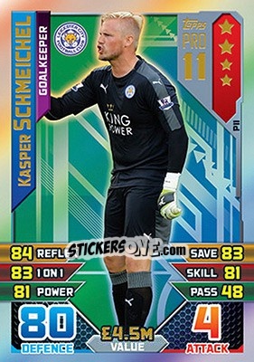 Cromo Kasper Schmeichel - English Premier League 2015-2016. Match Attax - Topps