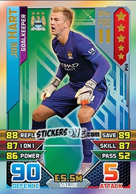 Sticker Joe Hart - English Premier League 2015-2016. Match Attax n. P14 - Topps
