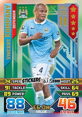 Sticker Vincent Kompany - English Premier League 2015-2016. Match Attax - Topps