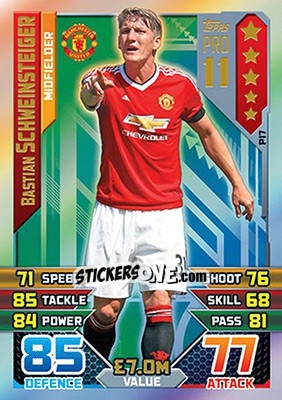 Sticker Bastian Schweinsteiger - English Premier League 2015-2016. Match Attax n. P17 - Topps